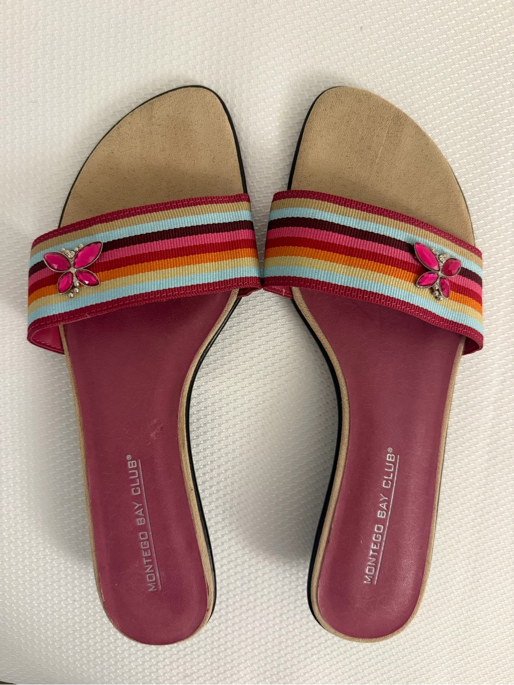 Y2K Montego Bay Club Magenta Butterfly Slide Sandals